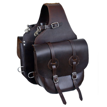 Horse Western Saddle Bag Heavy Duty Leather Cowboy Trail Dark Brown Hilason